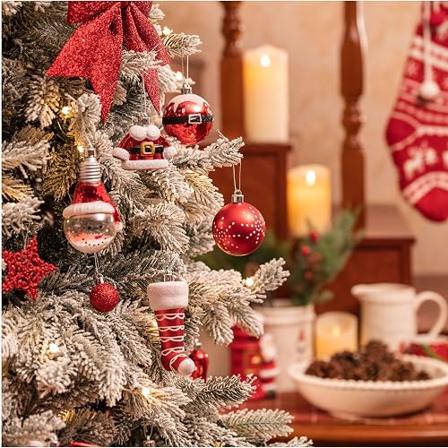 Valery Madelyn Christmas Ornaments Set, 70ct Red and White